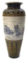 Lot 632 - Doulton Barlow lions vase