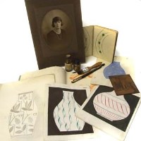 Lot 665 - Collection of sketch books and catalogues relating to M Taplin, also lustres and brushes