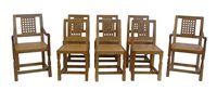 Lot 372 - Eight Mouseman dining chairs