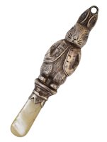 Lot 33 - Silver baby rattle in the form of Peter Rabbit