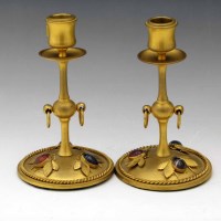Lot 2 - Pair Aesthetic Movement candlesticks