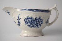 Lot 119 - Worcester strap fluted sauceboat circa 1770