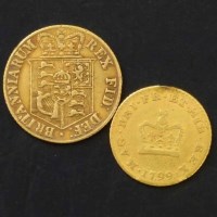 Lot 217 - George III 1/3rd guinea, 1799; half-sovereign
