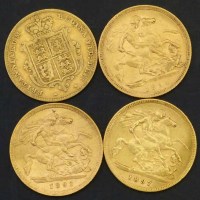 Lot 220 - Four Victoria half-sovereigns, 1853, 1893, 1894