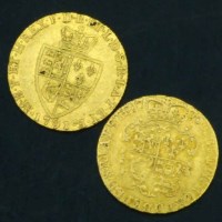 Lot 241 - Two George III guineas, 1776, 1791