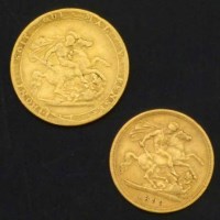 Lot 248 - George III sovereign, 1817; Victoria