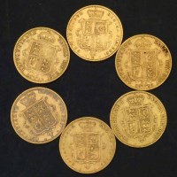 Lot 253 - Six gold half sovereigns