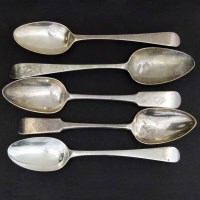 Lot 260 - Five silver Georgian spoons