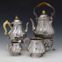 Lot 263 - Victorian silver teapot, tea kettle, milk, sugar