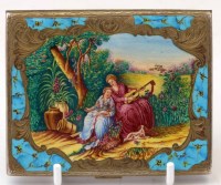 Lot 266 - Continental silver cigarette box with enamel decoration.