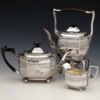 Lot 274 - Silver milk jug tea pot and kettle on stand