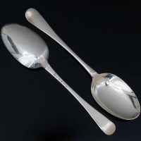 Lot 275 - Pair of Geo II silver serving spoons 1751