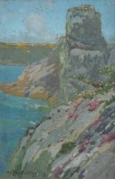 Lot 358 - Samuel John Lamorna Birch, Coastal view, oil.