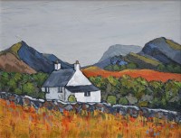 Lot 369 - David Barnes, Cottage in Snowdonia, oil.