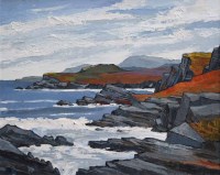 Lot 370 - David Barnes, Rocks near Trearddur Bay, oil.