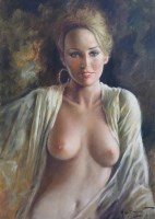 Lot 372 - Pier Germani, 20th century, Female nude, oil.