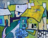 Lot 407 - Mike Weeden, Cottages and Stables, New Forest, oil.