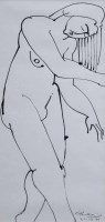 Lot 438 - Geoffrey Key, Figure Study, ink.