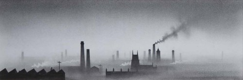 Lot 452 - Trevor Grimshaw, Townscape, graphite.
