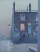 Lot 457 - Bob Richardson, Manchester street scene, pastel.