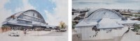 Lot 459 - D. Fricker, Manchester Exhibition Centre and Central Station, watercolours (2).