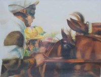 Lot 460 - Alan Brassington, Horses and Jockeys, watercolour.