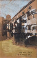 Lot 466 - Harold Riley, Ponte Vecchio, Florence, pastel and ink.
