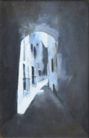 Lot 468 - Harold Riley, Continental street scene, gouache.