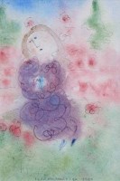 Lot 479 - Dora Holzhandler, Girl in garden, watercolour.