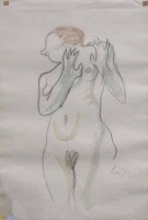 Lot 488 - Leon Underwood, Female nude, charcoal and wash.