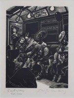 Lot 498 - Fritz Eichenberg, The Subway, signed wood engraving.