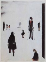 Lot 502 - After L.S. Lowry, Figures in the Park, signed print.