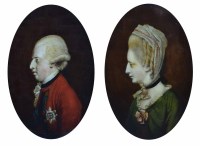 Lot 558 - Pair of gilt framed oval crystoleum portraits of George III & Queen Charlotte (2).