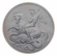 Lot 559 - Gilt framed circular engraving of St. George.