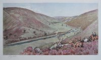 Lot 563 - Cecil Aldin, The Devon and Somerset over Badgworthy Water, signed print.