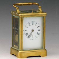 Lot 566 - Brass carraige clock c/w key