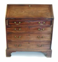 Lot 628 - George III mahogany bureau.