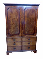 Lot 631 - Mahogany linen press.