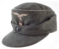 Lot 113 - German Third Reich Luftwaffe Feldmutz cap, the inside stamped 'TFI.DO.194457", 27cm long.