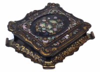 Lot 18 - Victorian papier mache writing slope, decorated