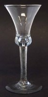 Lot 88 - Wine glass circa 1760, bell shaped bowl, moulded twist stem and plain foot, 18cm high