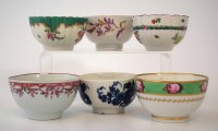 Lot 191 - Six English porcelain teabowls 1770 -1800, by