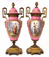 Lot 203 - Pair of Paris porcelain ormolu mounted lidded