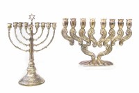 Lot 341 - Two silver Hanukkah Menorah