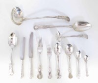 Lot 342 - Silver plated twelve place setting Kings pattern cutlery set mostly by Edward Viner