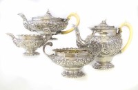 Lot 344 - Georgian silver four piece tea set and sucrier