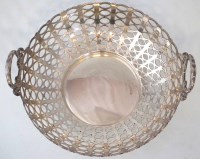 Lot 348 - Silver chesnut basket, of round two handled form