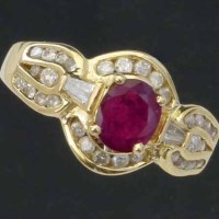 Lot 363 - 14ct gold ruby and diamond ring