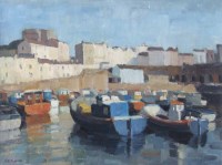 Lot 409 - M.E. Ayrton, Tenby Harbour, oil.
