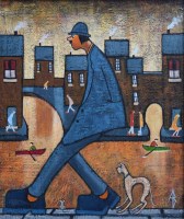 Lot 437 - Albert Barlow, Urban Sunset, acrylic.